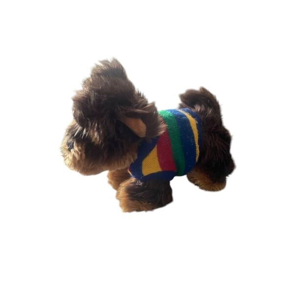 Dan Dee Kids Brown Multi Color Striped Sweater Dog Plush Toy - Picture 5 of 11